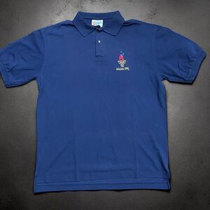 Hanes Vintage 1996 Atlanta Olympics Cotton Navy Blue Polo Shirt Men's Size XL